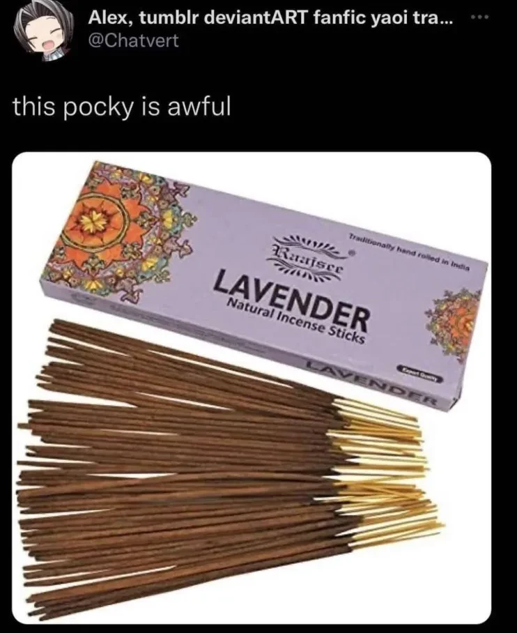 "this pocky is awful" Picture of natural incense sticks